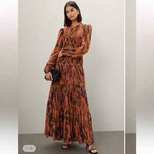 FARM Rio Giraffe Print Orange and Black Maxi Dress